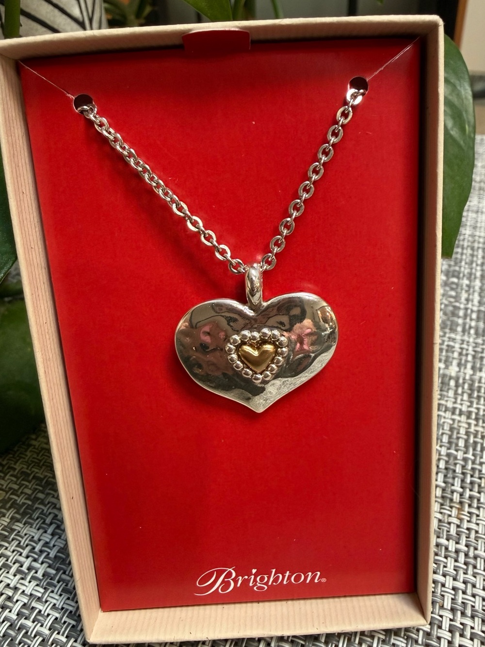 Brighton Heart Pendant Necklace in Silver and Gold Accent